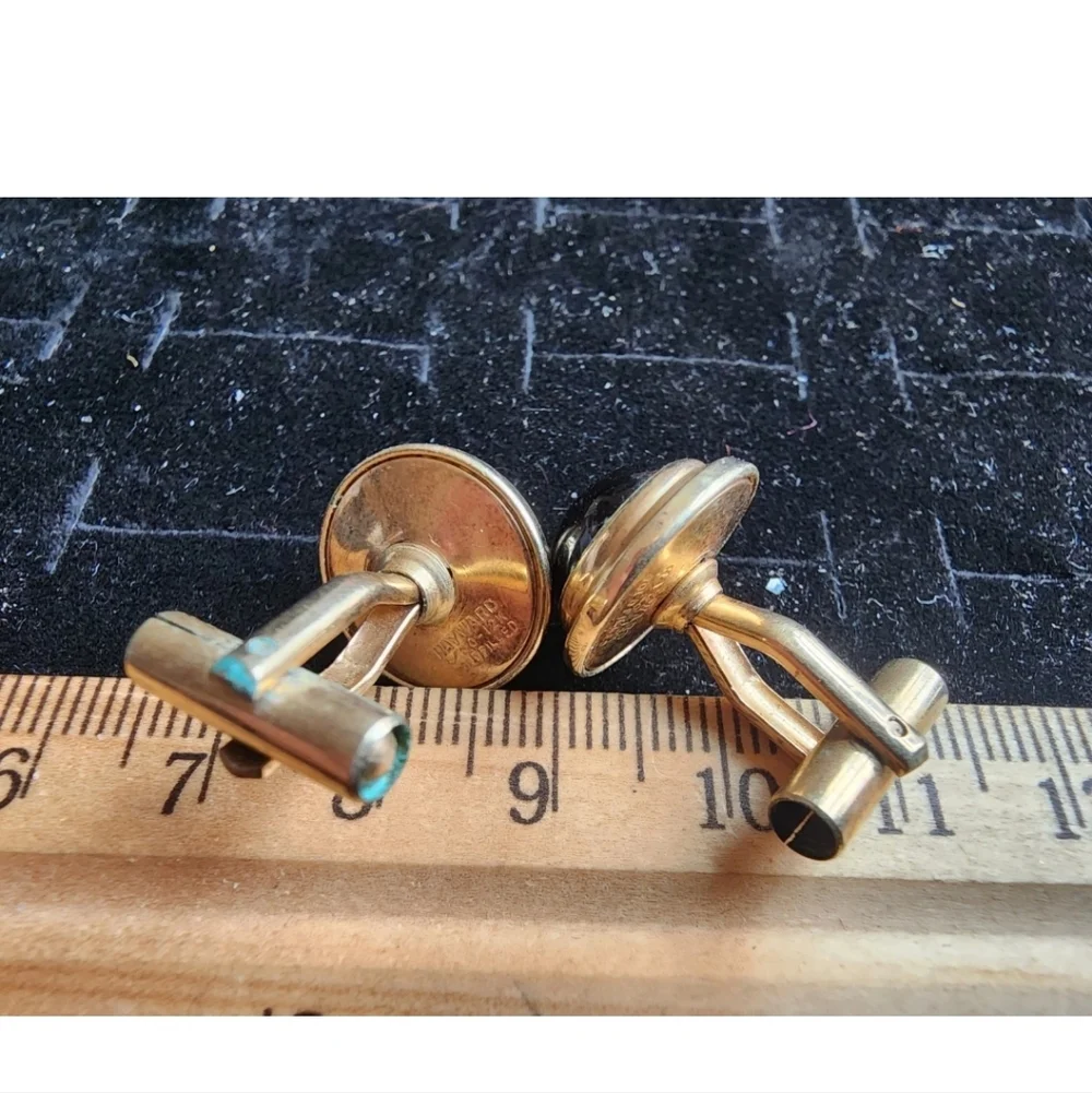 Vintage Hayward Cufflink Set 1/20th 12k Gold Filled Polished Garnet Used